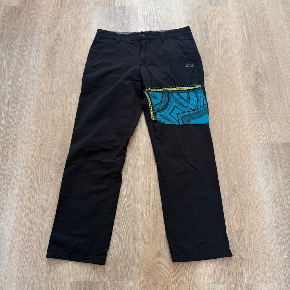 Oakley Aztec Print Performance Golf Pants Mens‎ 34x32 Black Stretch Gorpcore